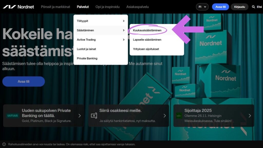 Nordnet kuukausisäästösopimus